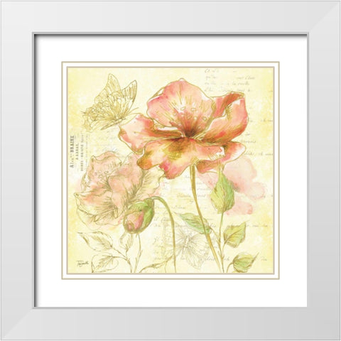 Watercolor Flower Sketch Blush II White Modern Wood Framed Art Print with Double Matting by Tre Sorelle Studios