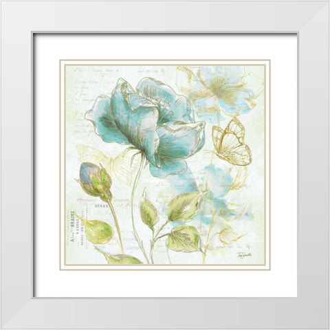 Watercolor Flower Sketch Blue I White Modern Wood Framed Art Print with Double Matting by Tre Sorelle Studios