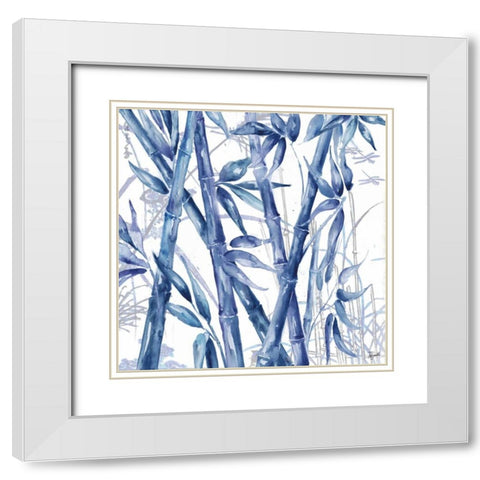 Indigo Asian Bamboo II White Modern Wood Framed Art Print with Double Matting by Tre Sorelle Studios