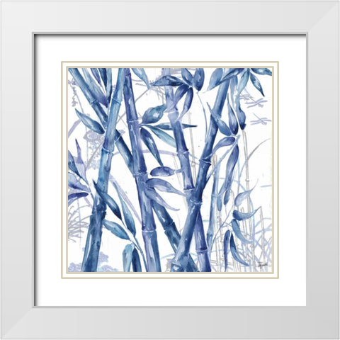 Indigo Asian Bamboo II White Modern Wood Framed Art Print with Double Matting by Tre Sorelle Studios