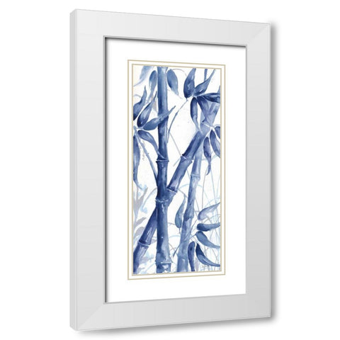 Indigo Asian Bamboo Panel II White Modern Wood Framed Art Print with Double Matting by Tre Sorelle Studios