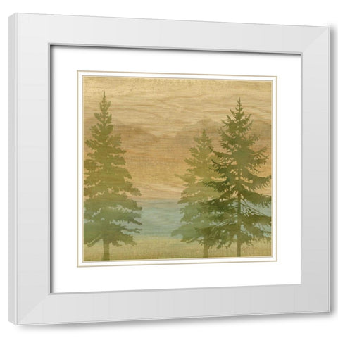 At the Lake Pine Trees II  White Modern Wood Framed Art Print with Double Matting by Coulter, Cynthia