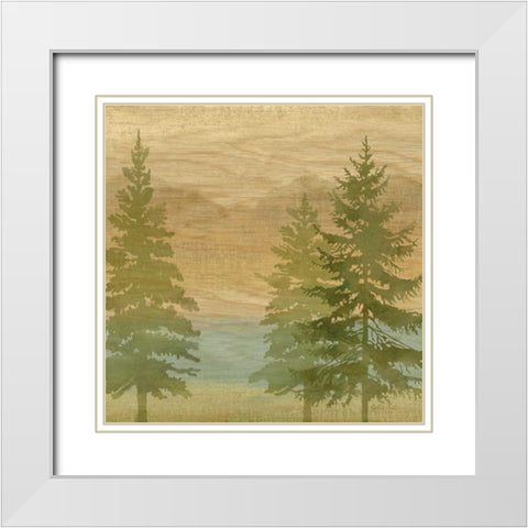 At the Lake Pine Trees II  White Modern Wood Framed Art Print with Double Matting by Coulter, Cynthia
