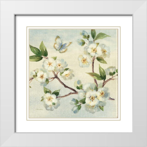 Cherry Bloom I White Modern Wood Framed Art Print with Double Matting by Gladding, Pamela