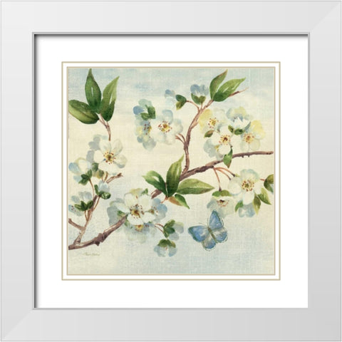 Cherry Bloom II White Modern Wood Framed Art Print with Double Matting by Gladding, Pamela