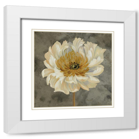 Pear Grey Floral Study II White Modern Wood Framed Art Print with Double Matting by Gladding, Pamela