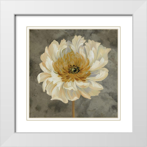 Pear Grey Floral Study II White Modern Wood Framed Art Print with Double Matting by Gladding, Pamela