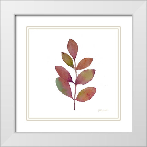 Modern Leaf Study on White III White Modern Wood Framed Art Print with Double Matting by Coulter, Cynthia