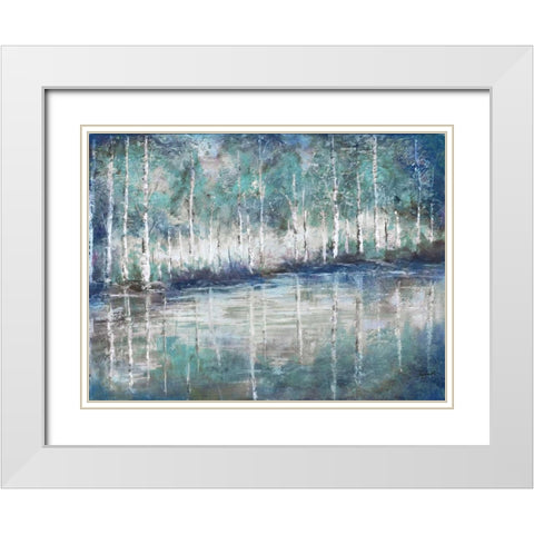 Aspen Pond White Modern Wood Framed Art Print with Double Matting by Tre Sorelle Studios