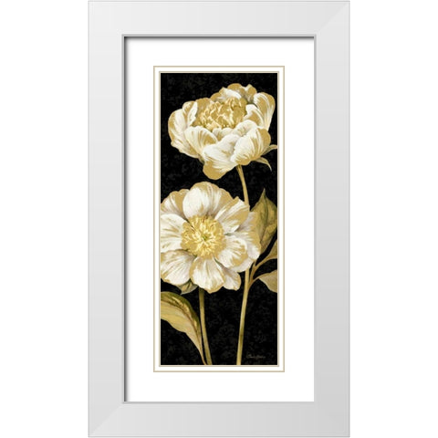 Touch of Gold on black Panel I White Modern Wood Framed Art Print with Double Matting by Gladding, Pamela