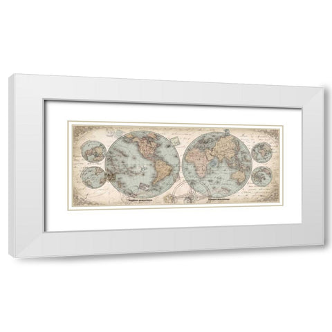 World Hemispheres Panel White Modern Wood Framed Art Print with Double Matting by Tre Sorelle Studios