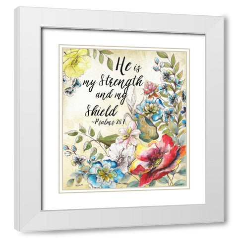 Boho Floral Garden Sketch Psalms I White Modern Wood Framed Art Print with Double Matting by Tre Sorelle Studios