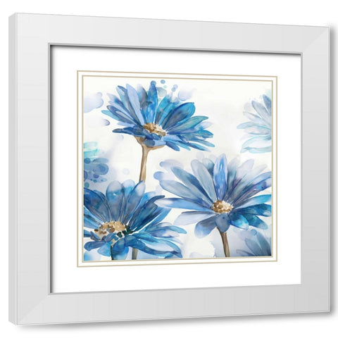 Bright Blue Garden II   White Modern Wood Framed Art Print with Double Matting by Milan, Vittorio
