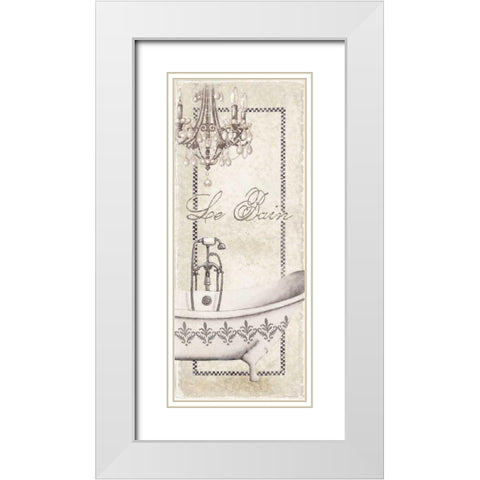 Fleur de Lis Bath Panel II  White Modern Wood Framed Art Print with Double Matting by Cusson, Marie Elaine