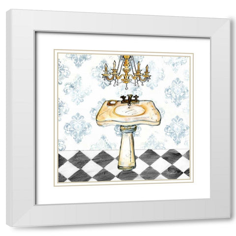 Checkerboard Bath II  White Modern Wood Framed Art Print with Double Matting by Dundon, Caitlin