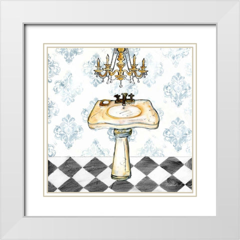 Checkerboard Bath II  White Modern Wood Framed Art Print with Double Matting by Dundon, Caitlin