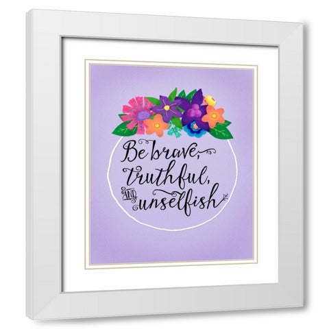 Be Kind and Brave II  White Modern Wood Framed Art Print with Double Matting by Coon, Tracey