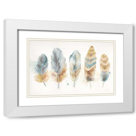 Watercolor Feathers Neutral Landscape White Modern Wood Framed Art Print with Double Matting by Coulter, Cynthia