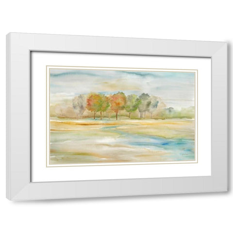Watercolor Landscape with trees White Modern Wood Framed Art Print with Double Matting by Coulter, Cynthia