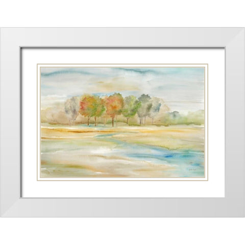 Watercolor Landscape with trees White Modern Wood Framed Art Print with Double Matting by Coulter, Cynthia