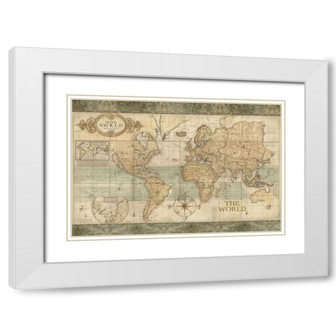 Classic World Map  White Modern Wood Framed Art Print with Double Matting by Coulter, Cynthia