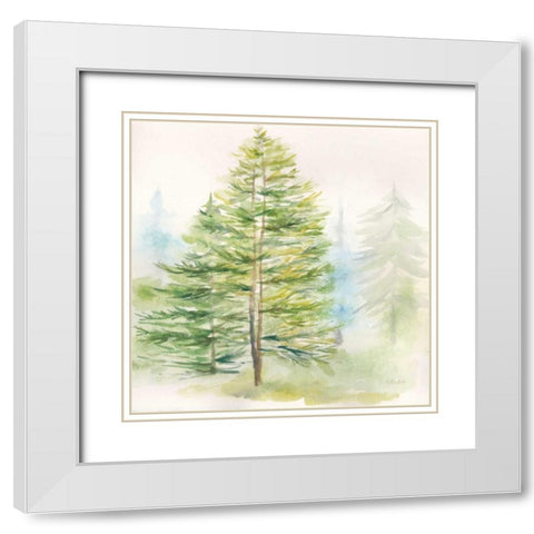 Woodland Trees I White Modern Wood Framed Art Print with Double Matting by Coulter, Cynthia