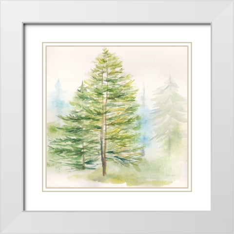 Woodland Trees I White Modern Wood Framed Art Print with Double Matting by Coulter, Cynthia
