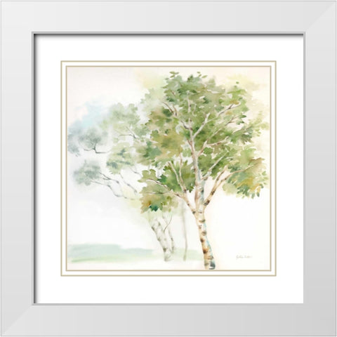 Woodland Trees II White Modern Wood Framed Art Print with Double Matting by Coulter, Cynthia