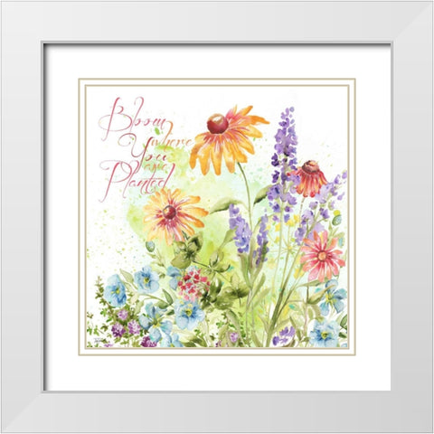 Blossom Meadow I    White Modern Wood Framed Art Print with Double Matting by Tre Sorelle Studios