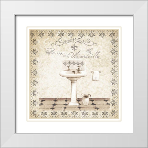 Simply Elegant Bath I White Modern Wood Framed Art Print with Double Matting by Cusson, Marie Elaine