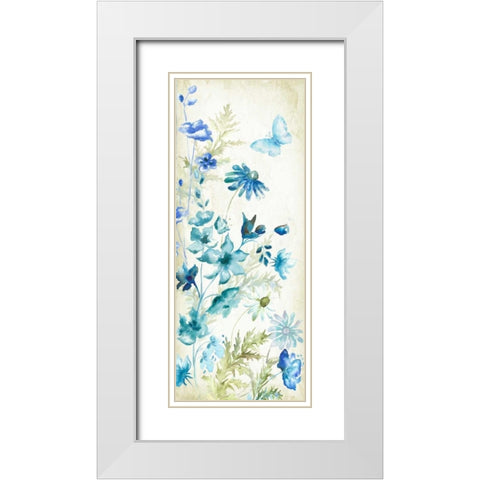 Wildflowers and Butterflies Panel I White Modern Wood Framed Art Print with Double Matting by Tre Sorelle Studios