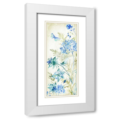 Wildflowers and Butterflies Panel II White Modern Wood Framed Art Print with Double Matting by Tre Sorelle Studios