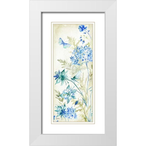 Wildflowers and Butterflies Panel II White Modern Wood Framed Art Print with Double Matting by Tre Sorelle Studios