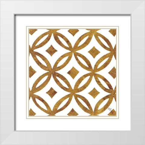 Golden Opportunity IV  White Modern Wood Framed Art Print with Double Matting by Nancy Green Design