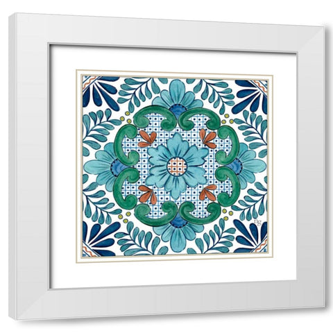 Talavera Azul I    White Modern Wood Framed Art Print with Double Matting by Nancy Green Design