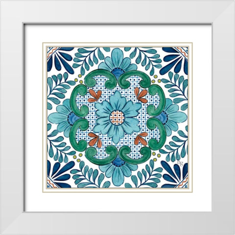 Talavera Azul I    White Modern Wood Framed Art Print with Double Matting by Nancy Green Design