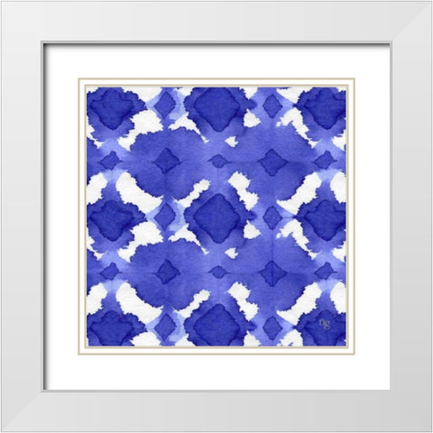 Aquarelle Blue V  White Modern Wood Framed Art Print with Double Matting by Nancy Green Design