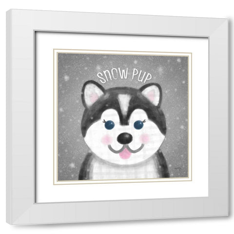 Snow Buddies III  White Modern Wood Framed Art Print with Double Matting by Noonday Design