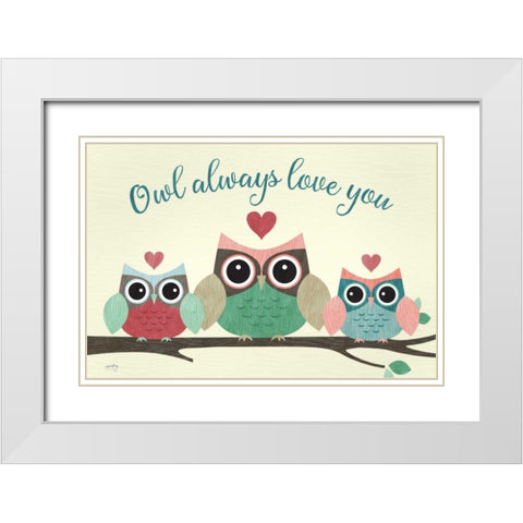 Owl Always Love You  White Modern Wood Framed Art Print with Double Matting by Noonday Design