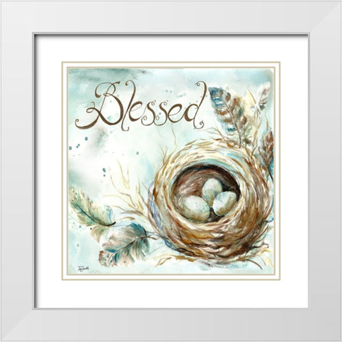 Nest Blessed White Modern Wood Framed Art Print with Double Matting by Tre Sorelle Studios