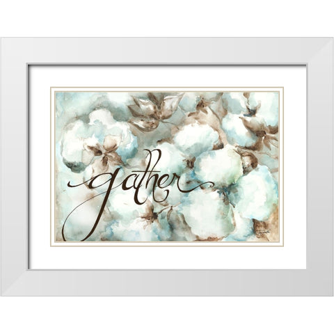Cotton Bolls Gather White Modern Wood Framed Art Print with Double Matting by Tre Sorelle Studios