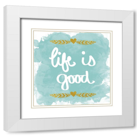 Life and Love Blue I  White Modern Wood Framed Art Print with Double Matting by Harbick, Nicole