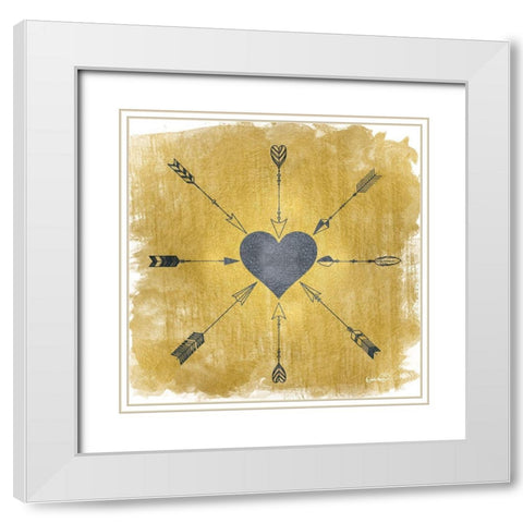 Straight to the Heart Gold  White Modern Wood Framed Art Print with Double Matting by Harbick, Nicole