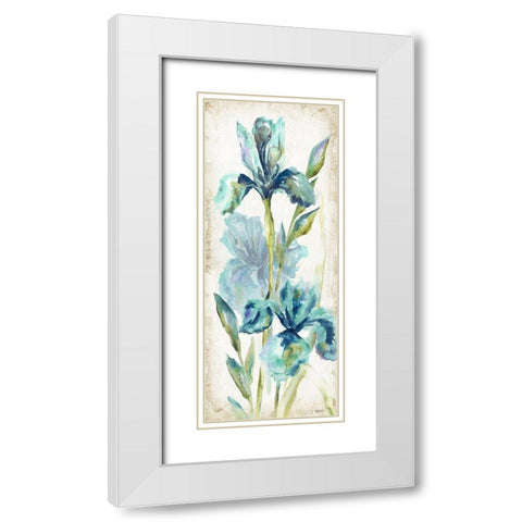 Watercolor Iris Panel REV I White Modern Wood Framed Art Print with Double Matting by Tre Sorelle Studios