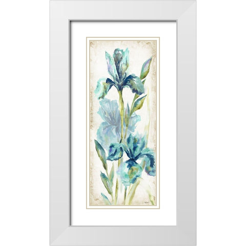 Watercolor Iris Panel REV I White Modern Wood Framed Art Print with Double Matting by Tre Sorelle Studios