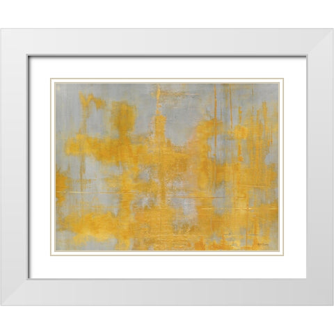 Golden Light Landscape White Modern Wood Framed Art Print with Double Matting by Elaine-Cusson, Marie