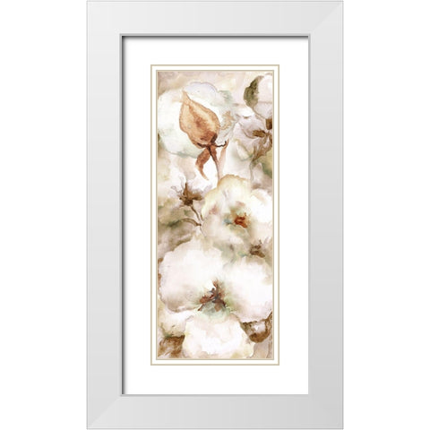 Cotton Boll Panel I White Modern Wood Framed Art Print with Double Matting by Tre Sorelle Studios