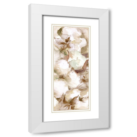 Cotton Boll Panel II White Modern Wood Framed Art Print with Double Matting by Tre Sorelle Studios