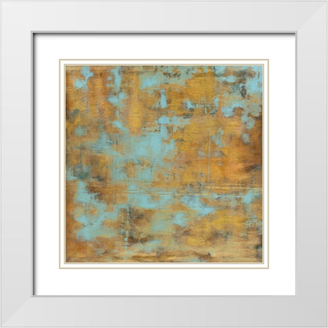 Rustic Elegance Sky Blue White Modern Wood Framed Art Print with Double Matting by Elaine-Cusson, Marie
