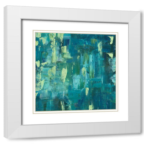 Shades of Teal White Modern Wood Framed Art Print with Double Matting by Tre Sorelle Studios